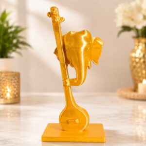 RUDRILA Ganpati Idol, 3D Printed Gold PLA, 10 cm