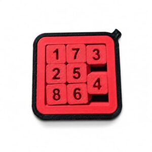RUDRILA Sliding Puzzle Keychain, Mini 3D Printed Brain Teaser