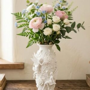 RUDRILA Fairy Floral 3D Printed Vase for Dried Flowers, White
