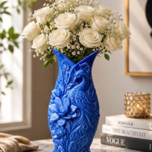 RUDRILA Blue Peacock 3D Printed Vase for Dried & Artificial Flowers