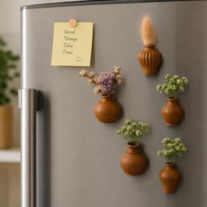 Rudrila Fridge Magnet Vase Set Beige