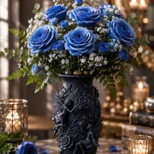 RUDRILA Fairy Floral 3D Printed Vase for Dried Flowers, Black