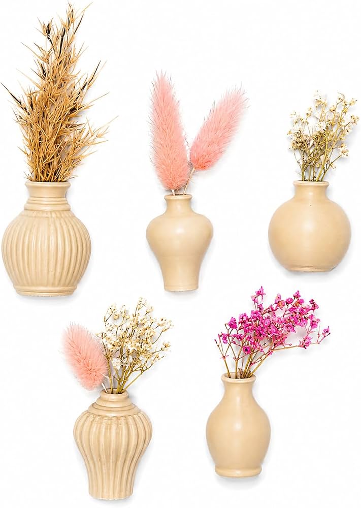 RUDRILA set of five mini vase fridge magnets