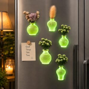 RUDRILA Glow in the Dark Mini Vase Fridge Magnets - image 2