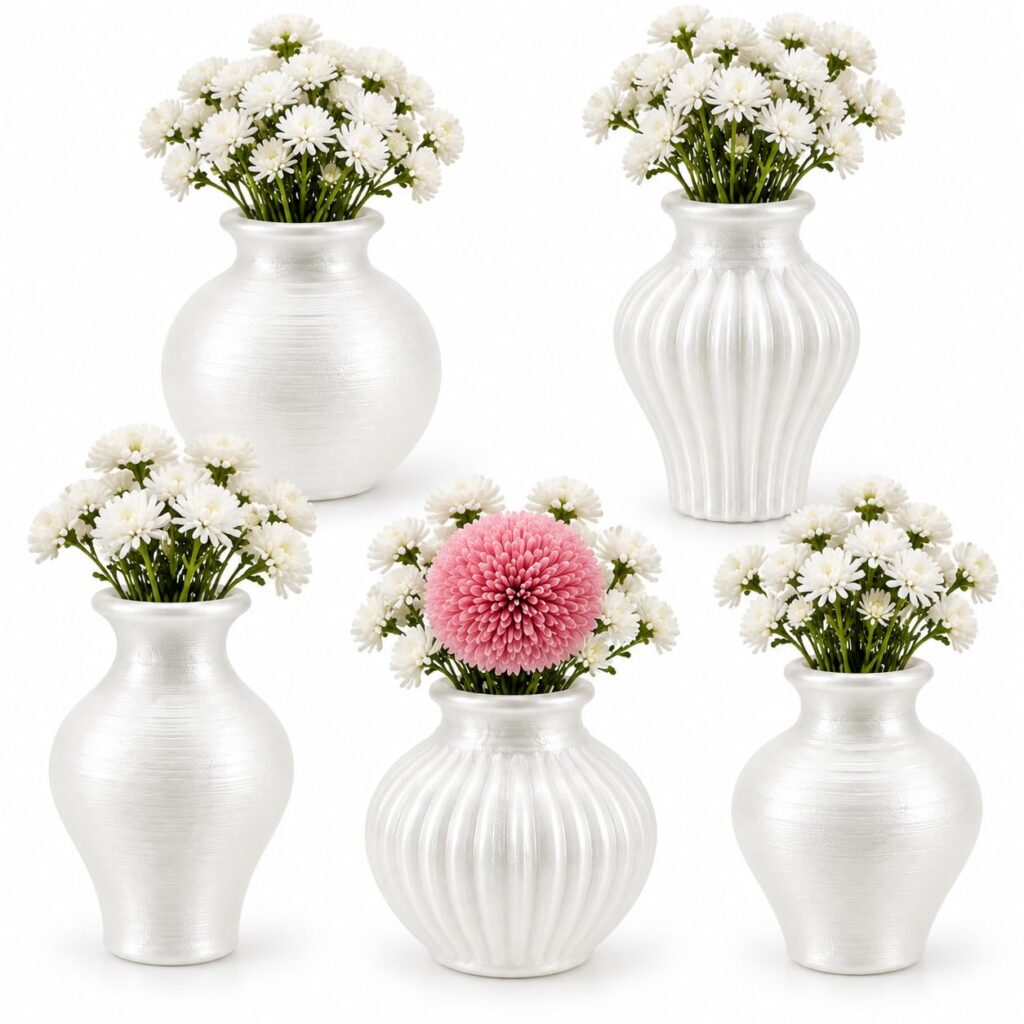RUDRILA white mini vase fridge magnets set of 5